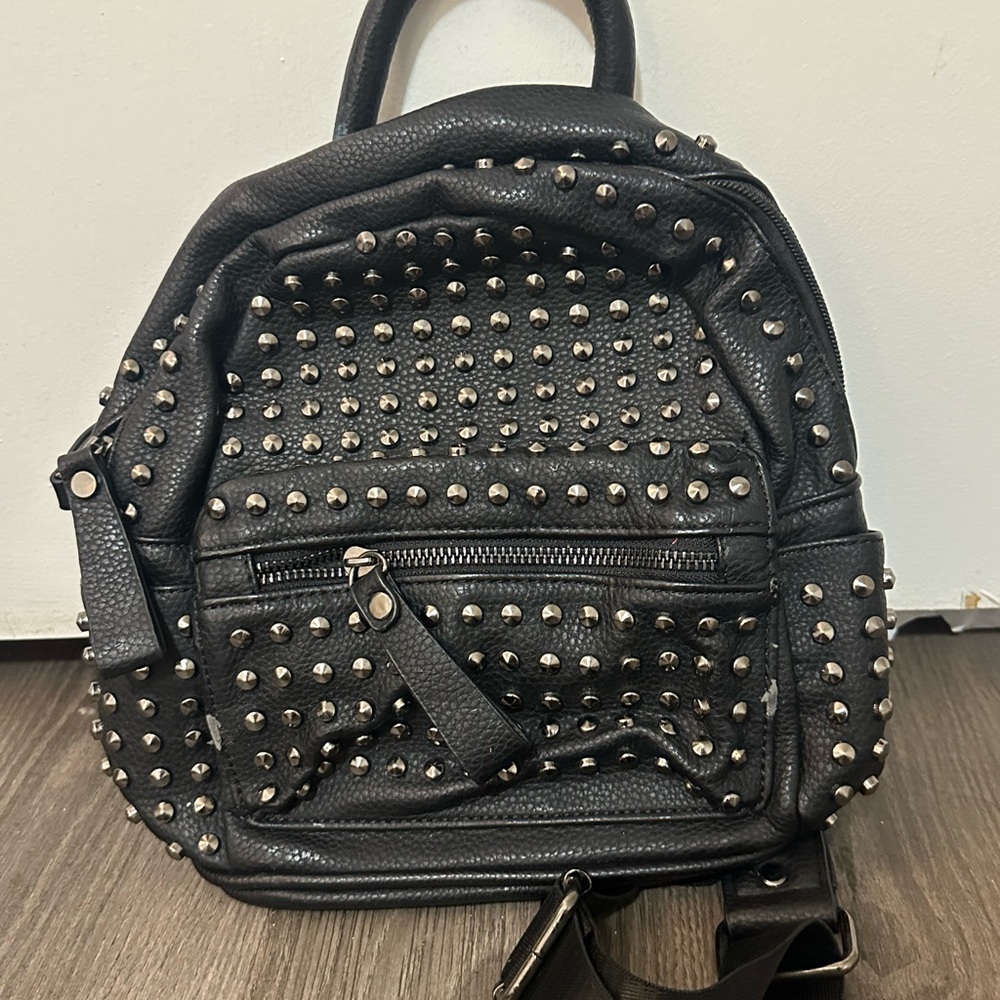Studded Black Mini Backpack
